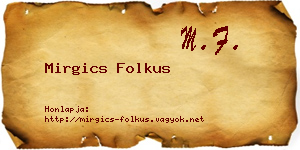 Mirgics Folkus névjegykártya
